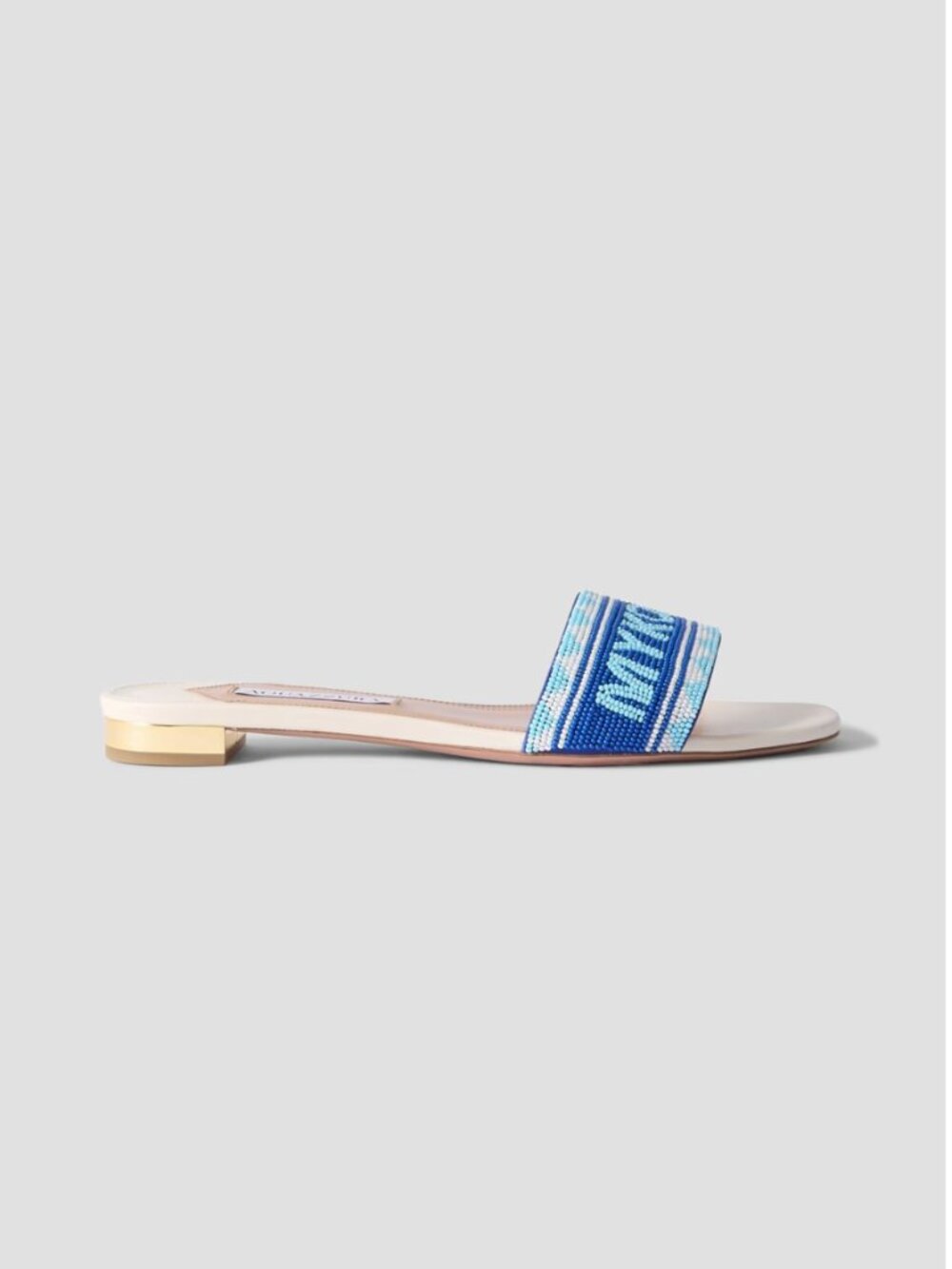 AQUAZZURA Mykonos beaded leather slides - Picture 4 of 8